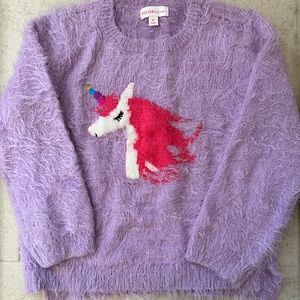 Girls pink sweater with unicorn